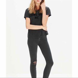 MOTHER The Charmer Faded Black Skinny Jeans